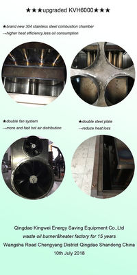Çevre dostu atık yağ yakıcı ısıtıcı KV 6000 Çift fan Düşük tüketim